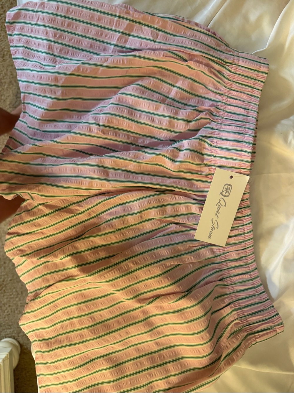 Quiet storm Pink Striped Elastic-Waist Women’s Bermuda Shorts